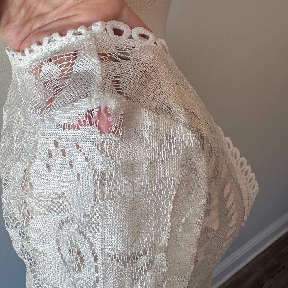 White Lace Midi Dress | Bell Sleeves | Deep V Neck | Boho Romantic - Picture 4 of 11